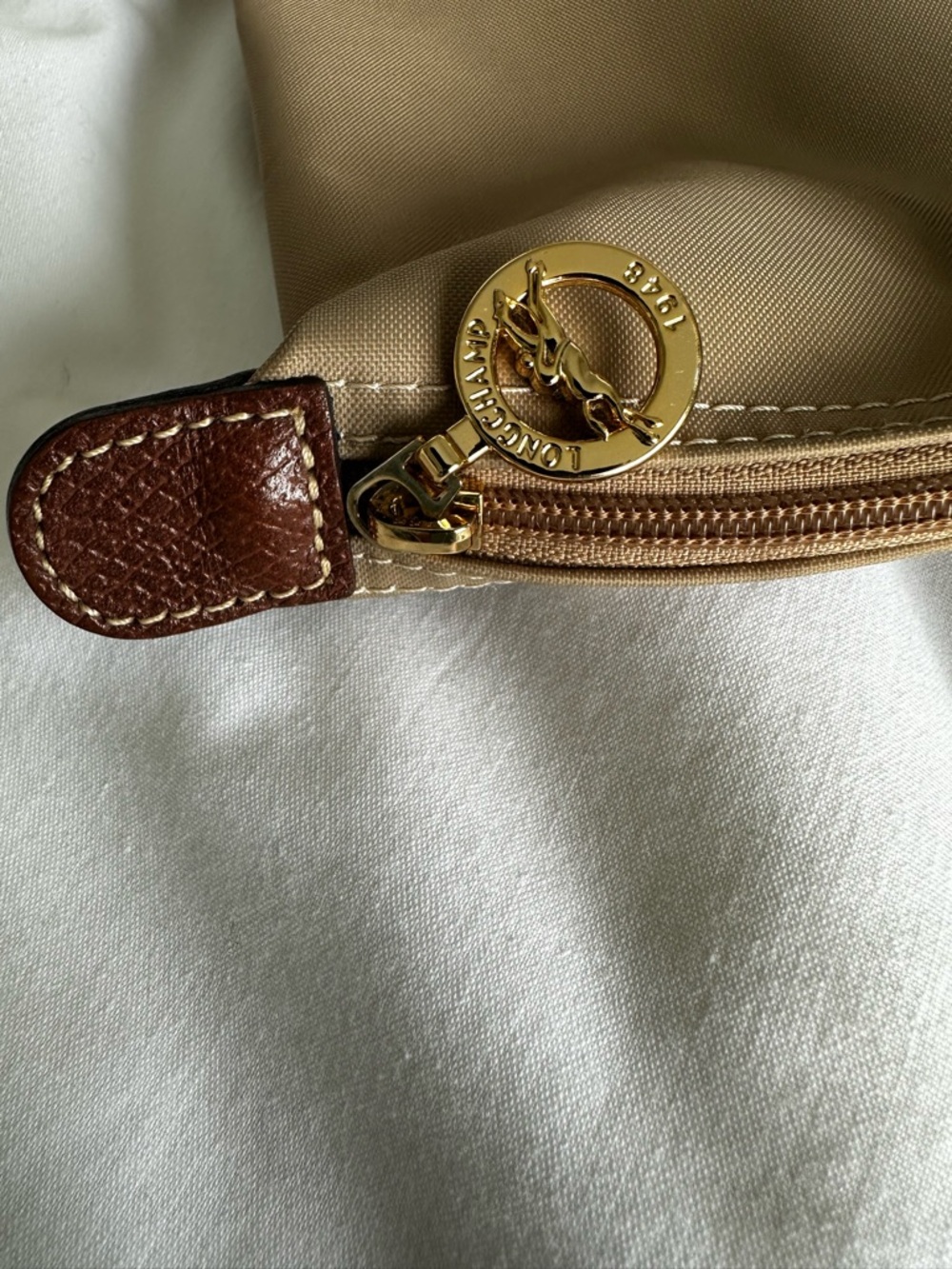 Longchamp Le Pliage S/M Nylon Shoulder Bag Tote with Brown Leather Trim - Picture 3 of 12